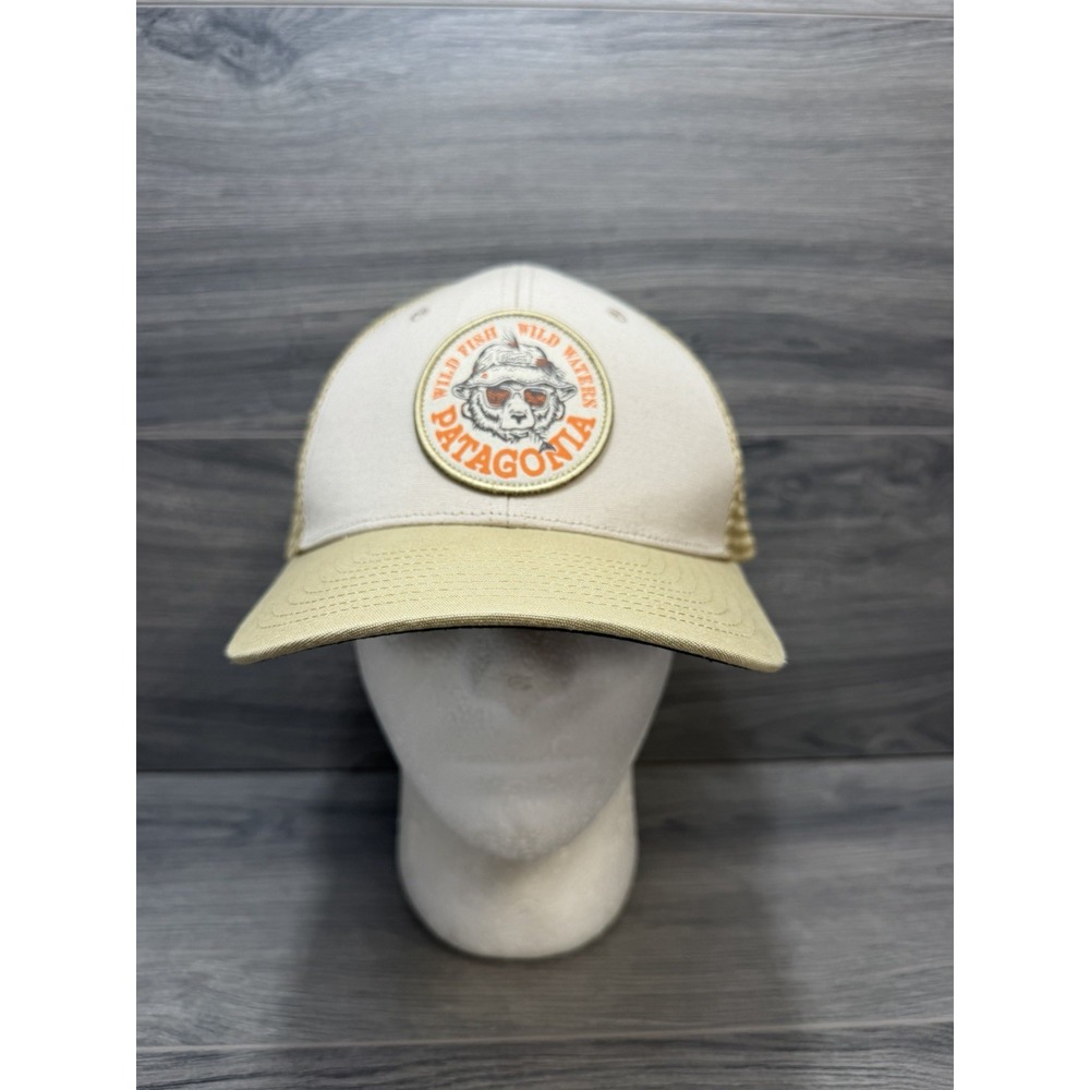 Patagonia Hat Trucker Hat Wild Griz "Take A Stand" Cap SnapBack Mesh Hiking Tan
